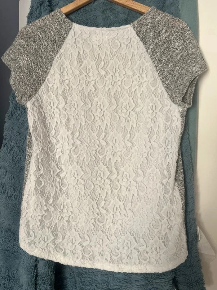 femme Tee shirt t shirt taille M manches courtes couleur gris devant et blanc derrière Arkitect - photo numéro 2