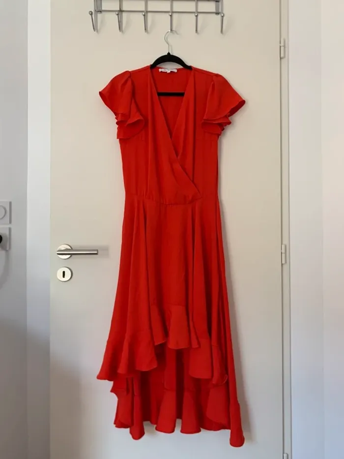 Robe asymétrique rouge orange Les Petites taille S - photo numéro 2