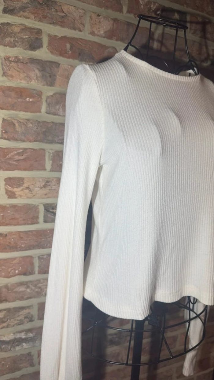 Haut a longues manches bouffantes blanc Stradivarius Taille S / 36 - photo numéro 4