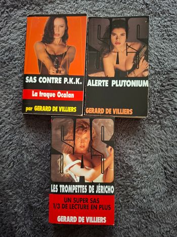 Lot de 3 romans policiers de Gérard De Villiers en bon état