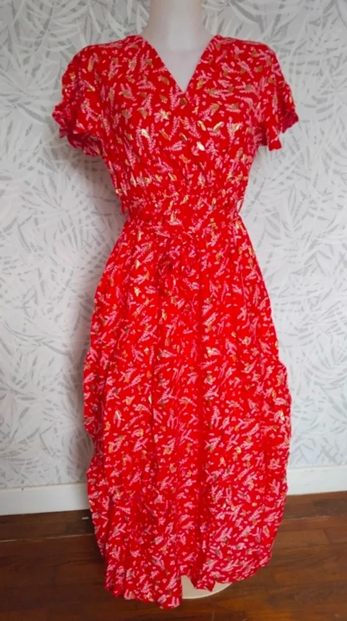 Superbe robe longue femme été avec dorures neuve taille S M 36 38 40 - photo numéro 3