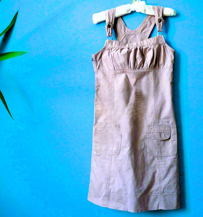 robe femme cache cache S 36 beige gris epaules denudees TBE