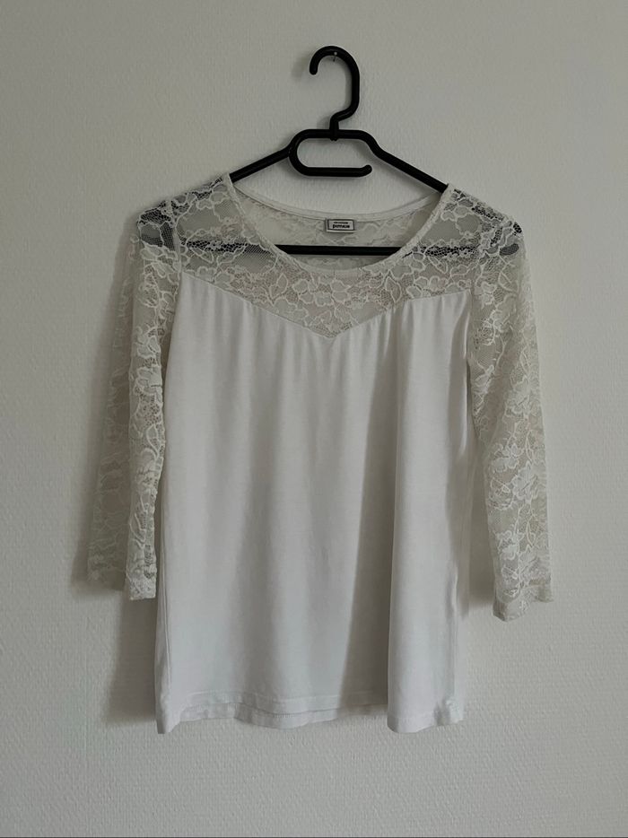 Tee shirt Pimkie S écru  dentelle