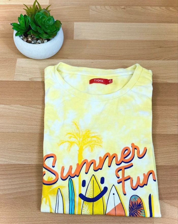 T-shirt Tissaia Jaune | Surf & Plage | Taille 14 ans | Tache légère