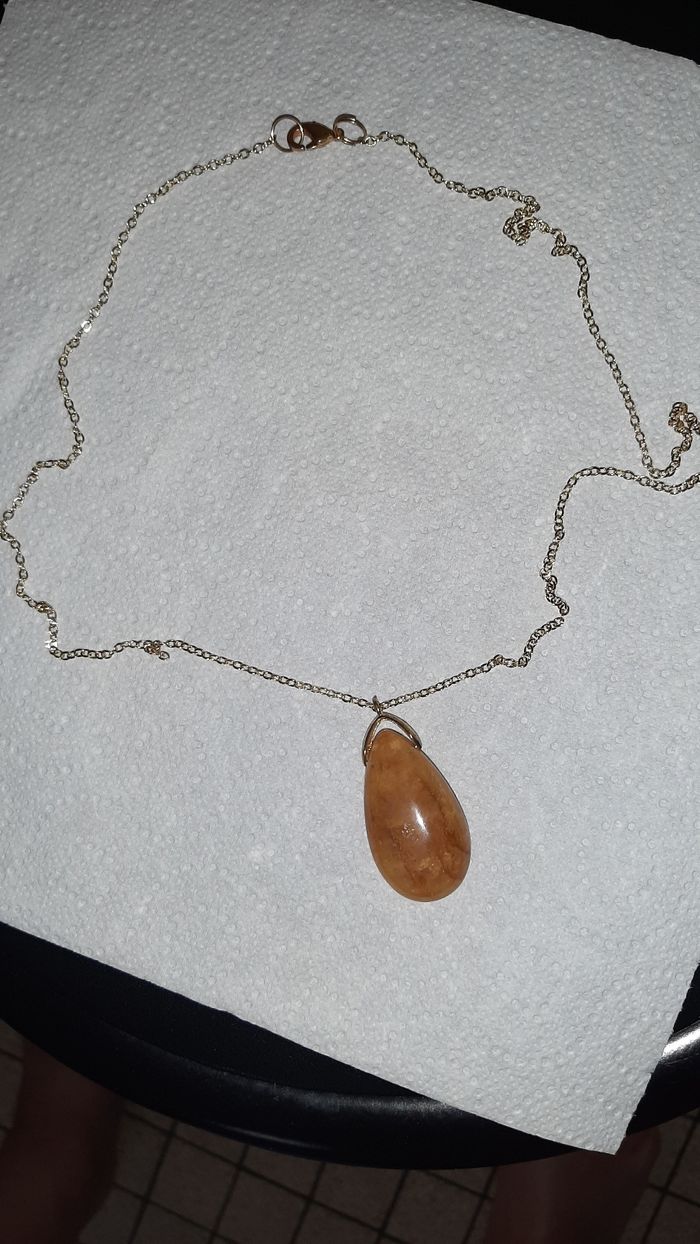 Pendentif cornaline / chaîne dorée - photo numéro 2