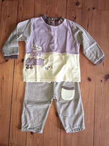Pyjama long deux pièces enfant bébé garçon Tissaia vert gris crocodile