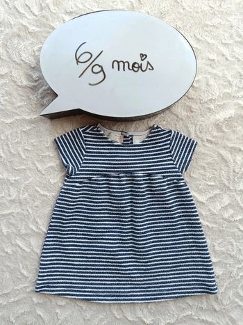 Robe manches courtes rayée Fille 6/9 mois Zara