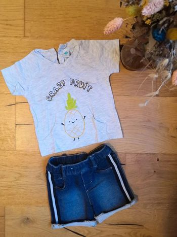 lot t-shirt + short en jean 18mois Tex