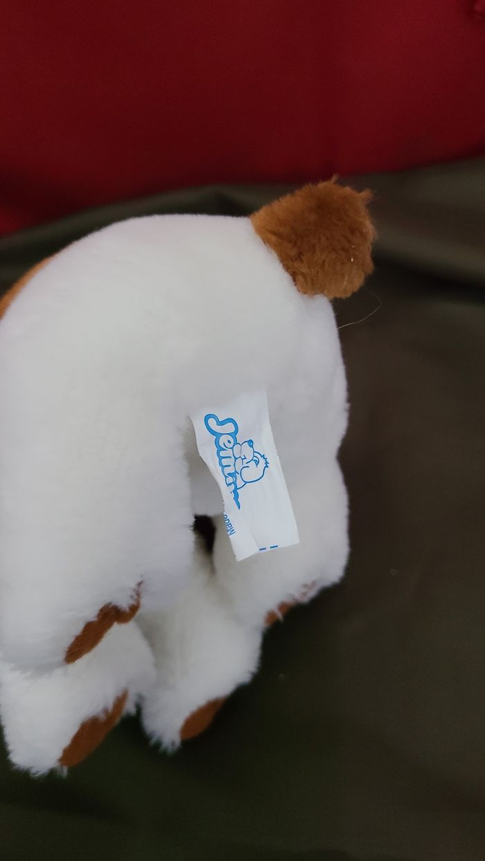 peluche chien assis blanc tache marron jemini - photo numéro 4