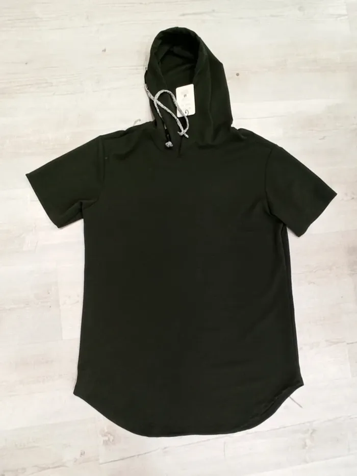 Tee shirt kaki uni capuche homme xxl