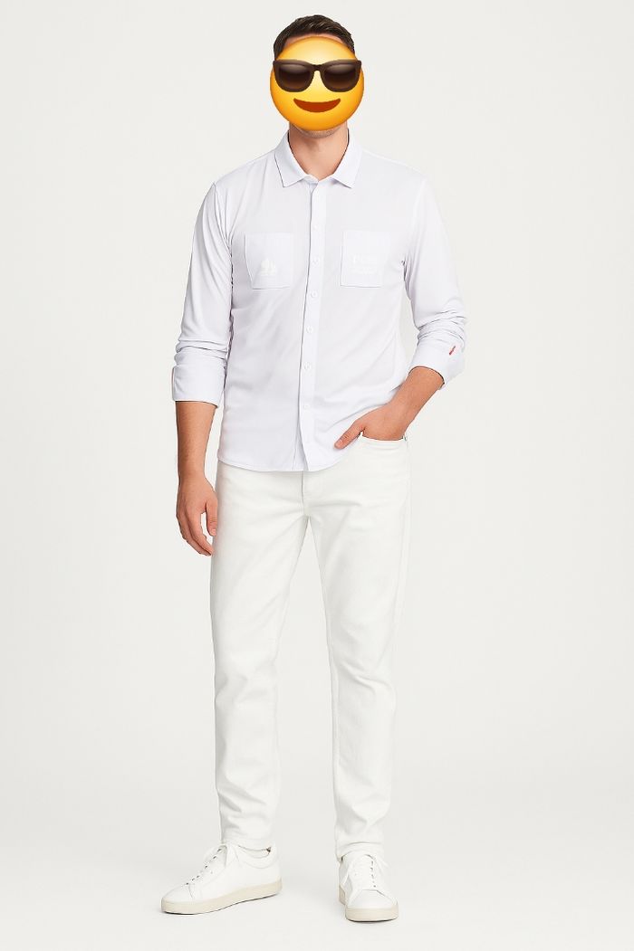 Le Coq Sportif Chemise ML TM/TFr38 - Blanche&Revers Rose- Officielle JO Paris 2024 - photo numéro 2