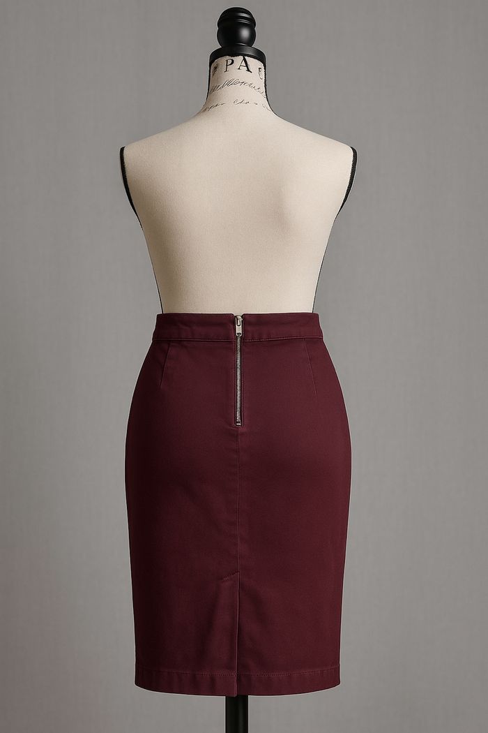 Jupe crayon bordeaux Rivières de Lune – Taille 34 - neuve avec étiquettes - photo numéro 2