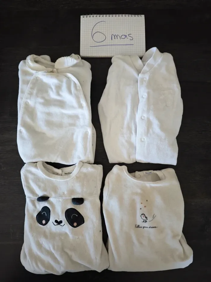 Lot de 4 pyjamas blanc mixte