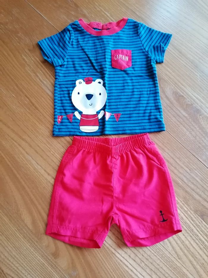 Ensemble short / tshirt nounours 12 mois