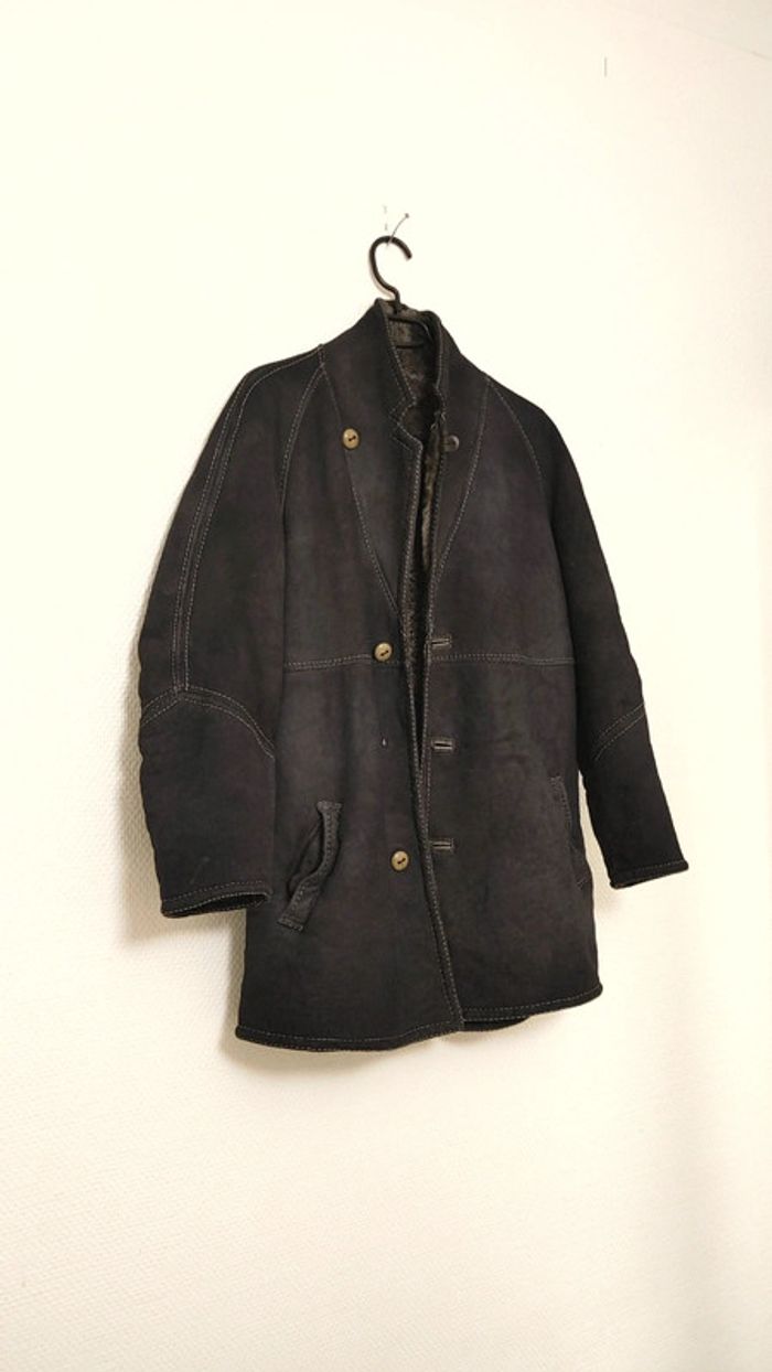 Beau manteau Vintage en peau de mouton retourné shearling monotone sheepskin fourrure lainée