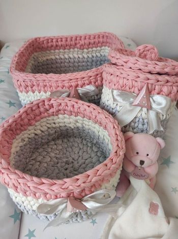 Pack de paniers de rangement en trapilho pour bébé