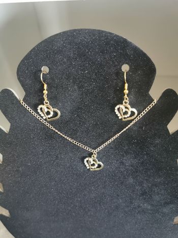 Parure cœur entrelacé doré 