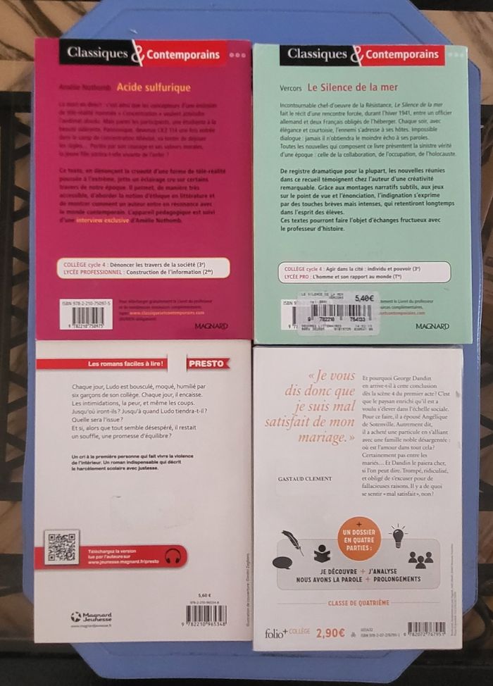 Vercors:Le silence de la mer,Molière:George Dandin,Acide sulfurique de Nothomb et 6contre1 d'Alix - photo numéro 3