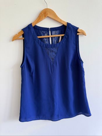 Blouse sans manches bleu roi camaïeu taille 36 S