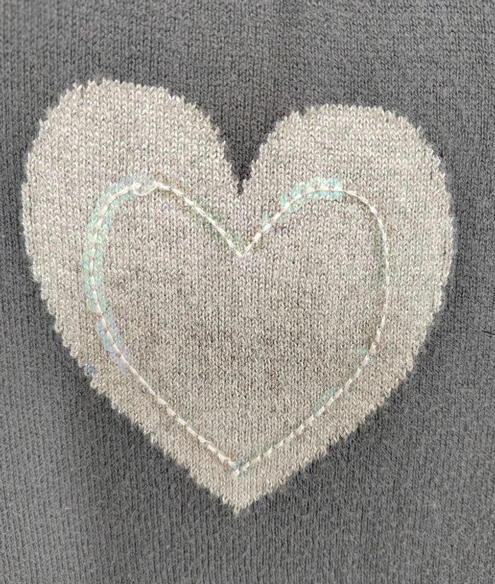 12 € Robe manches longues Vertbaudet Cœur sur le devant Gris Effet superposition 4 ans - photo numéro 3