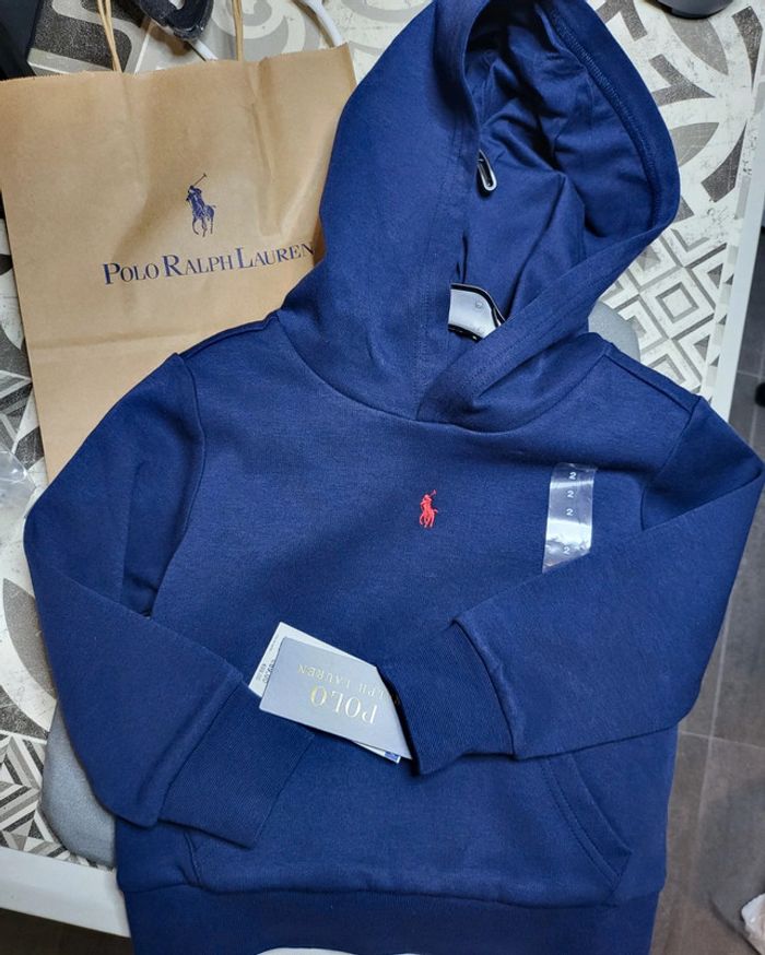 Sweat capuche Ralph Lauren mixte bleu taille 2 ans - photo numéro 11