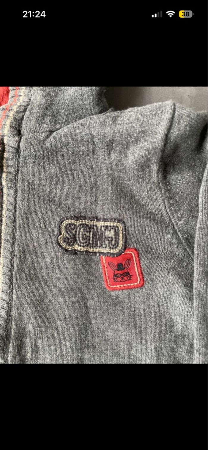 Gilet Sergent Major garçon gris rouge 24 mois epais chaud - photo numéro 2