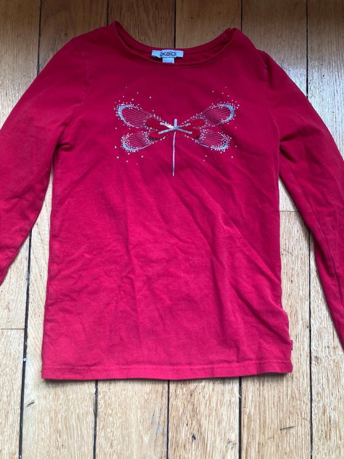 T-shirt rouge libellule 6 ans