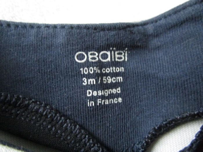 T-shirt gris marin Obaïbi 3 mois TBE - photo numéro 5