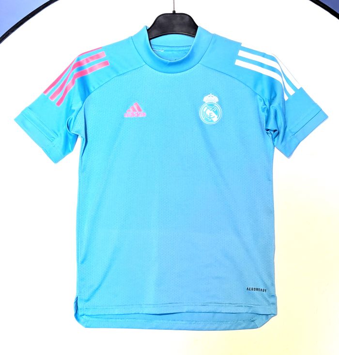 Maillot Adidas Bleu Sport Maille Anti Transpirante Triple Lignes Vêtement Tendance Mode Enfants