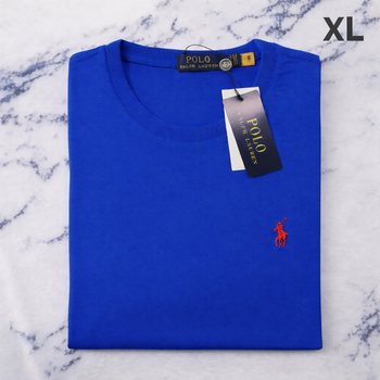 Tee Shirt Ralph Lauren pour Homme - Taille XL - Bleu logo brodé rouge - Neuf