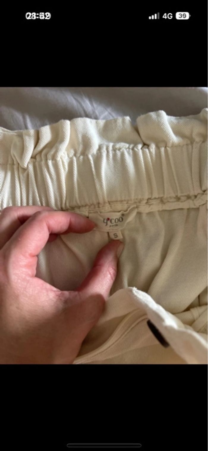 Pantalon papier bag beige - photo numéro 3