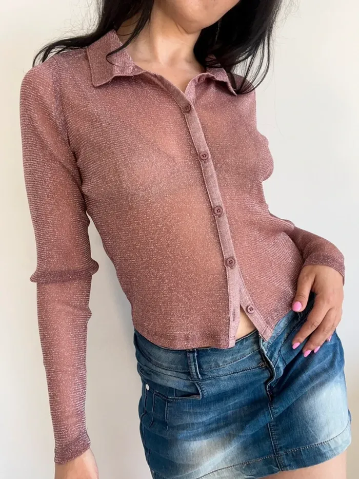 Chemisier transparent rose hollister taille S 🌸 - photo numéro 2