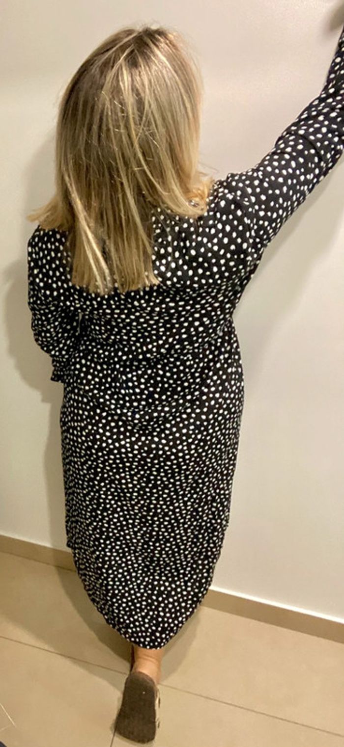 🖤 Robe chemise noire imprimé blancs – Pieces Taille M - photo numéro 6