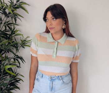 Polo à manches courtes rayé couleur pastel style moderne tendance printemps été Marque Lili Sidonio Taille 34 XS
Très bon état