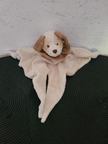 Doudou plat chien marron beige Bukowski Collerette 4 noeuds