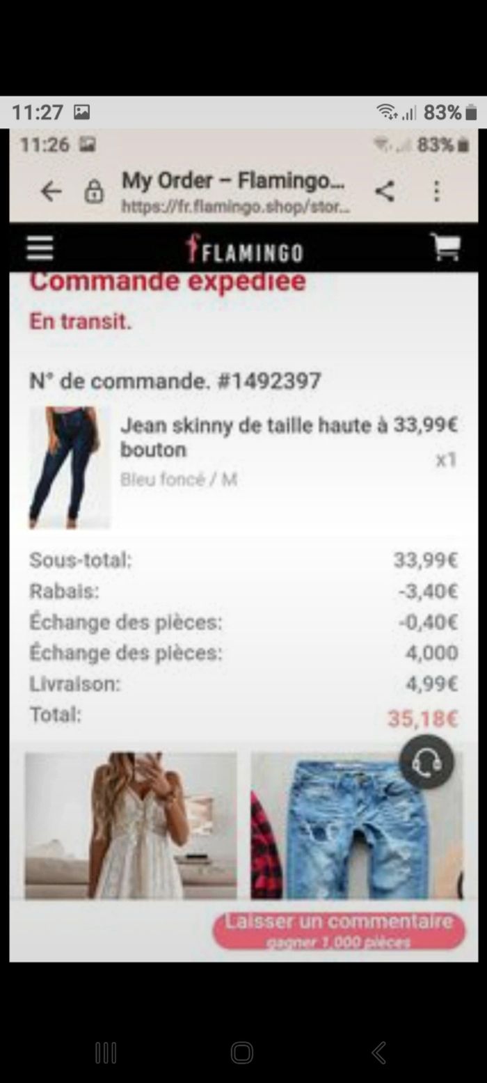 NEUF Jean skinny de taille haute à bouton bleu foncé  taille M - photo numéro 3