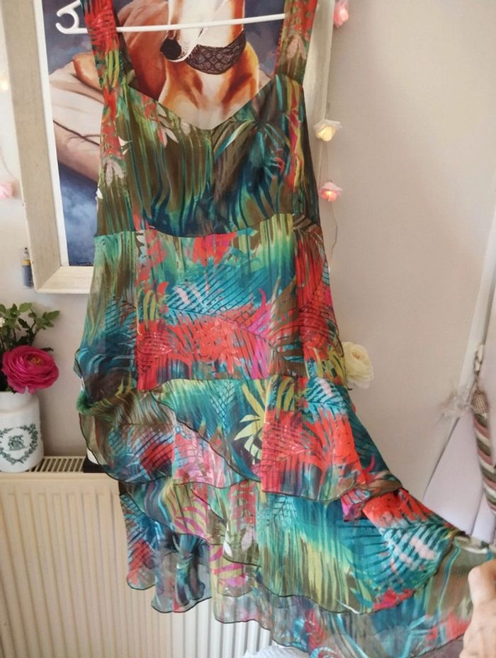 🐝Robe d'Été Imprimé Floral & Froufrous Toscane T44+🐝 - photo numéro 17