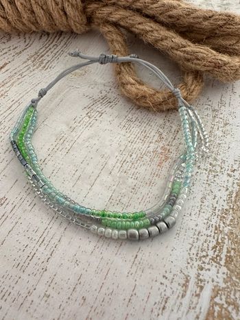 Bracelet en perles de rocaille Multi rang, vert et turquoise