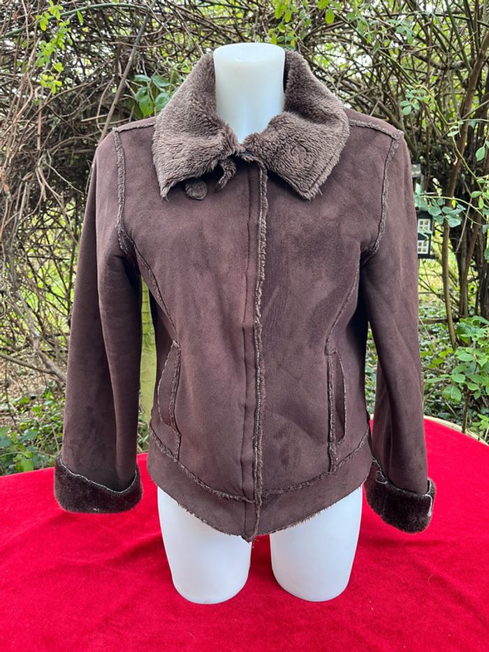 Veste imitation peau lainée marron – Marque Mim – Taille T3