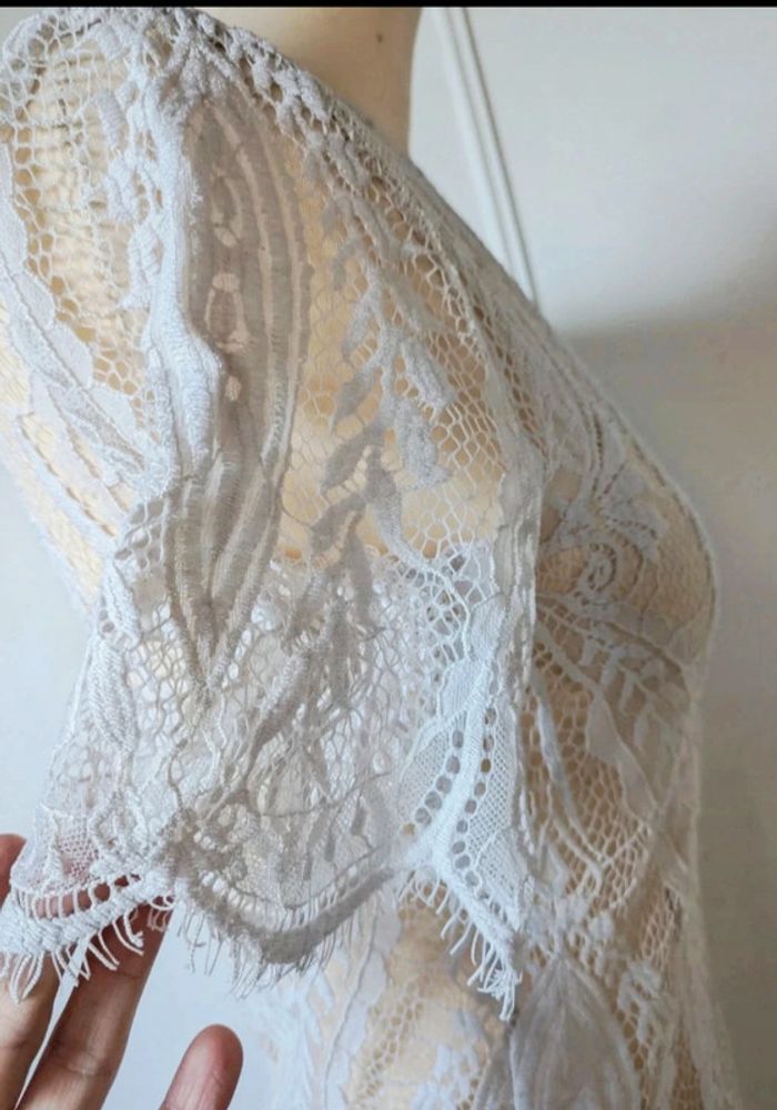 Prix fixe 💎haut top tee-shirt blanc tout en dentelle t xs s Zara - photo numéro 4
