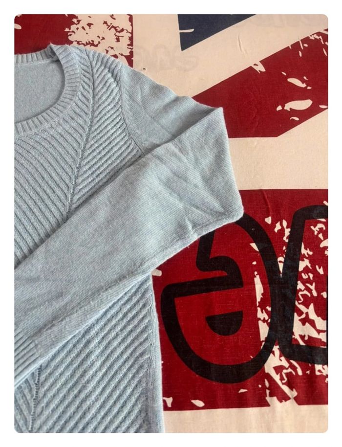Pull Torsadé col bateau bleu clair Tommy Hilfiger taille M - photo numéro 4