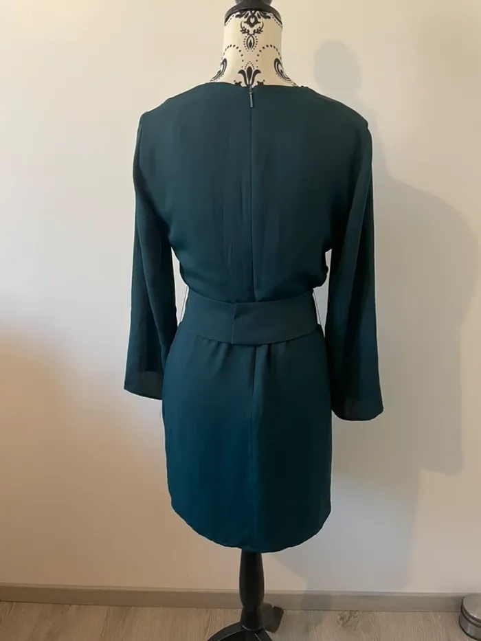 Robe Mango verte foncée/sapin taille S avec ceinture - Neuve - photo numéro 5