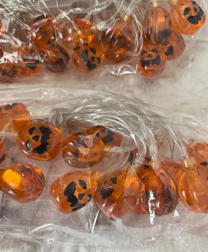 Lot 3 Guirlandes citrouilles lumineuses 2 mètres, Halloween 20 LED, extérieure et intérieure Fonctio - photo numéro 3