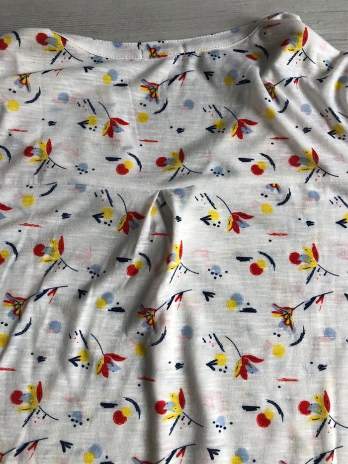 AN37- Blouse légère impression sur fond blanc T 50/52 portée 1 fois - photo numéro 10
