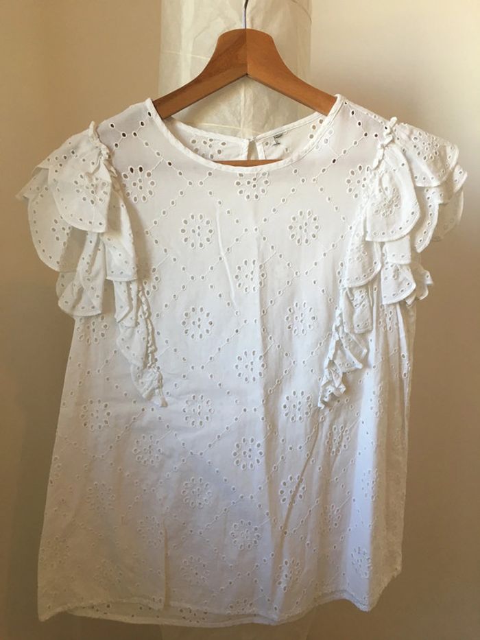 Blouse blanche broderie anglaise dentelle naf naf