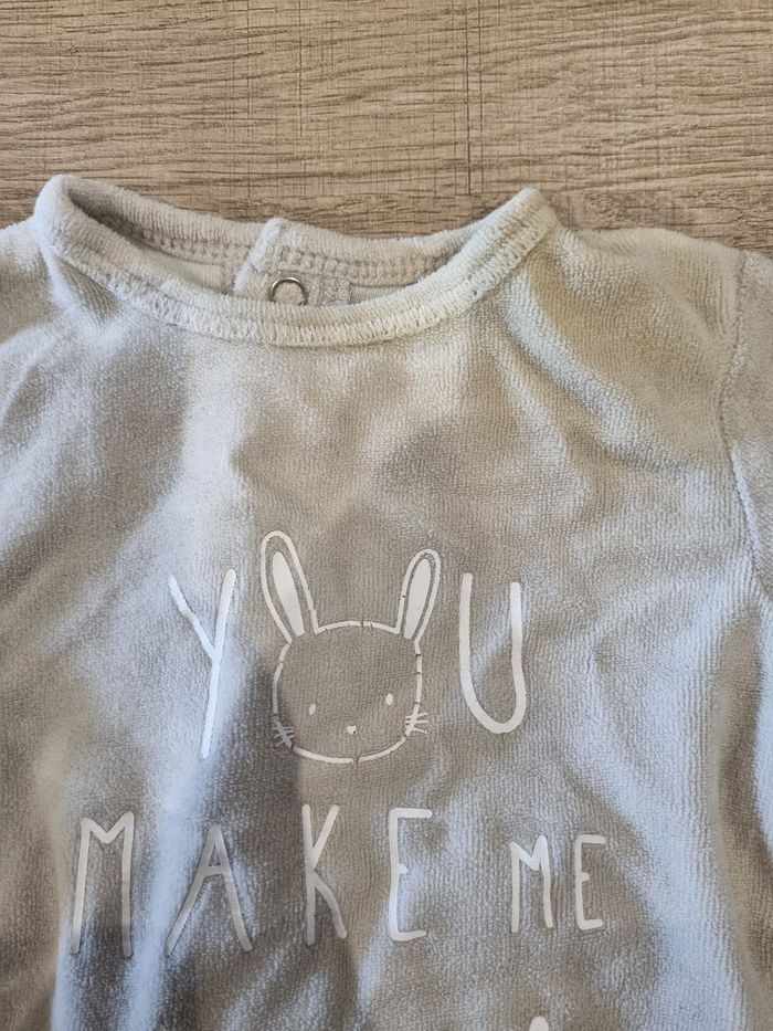 Pyjama/Dors-bien Kiabi 3 mois - "You Make Me Happy" Lapin Tres Bonne Etat - photo numéro 3