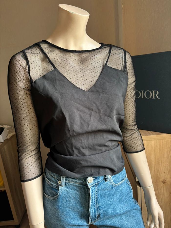 T shirt noir plumetis