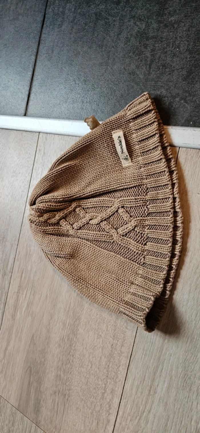 Bonnet en tricot beige foncé Noukie s, 2/4 ans, neuf sans étiquette