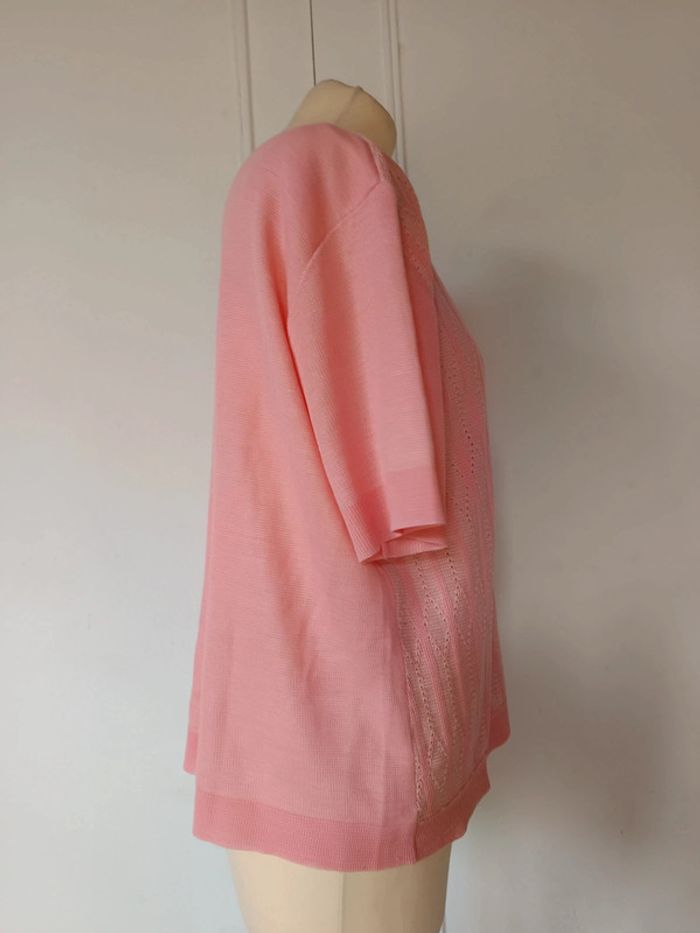 💎haut Tee shirt Sexy femme élégant romantique coton brodé au crochet taille l corail été vintage - photo numéro 2