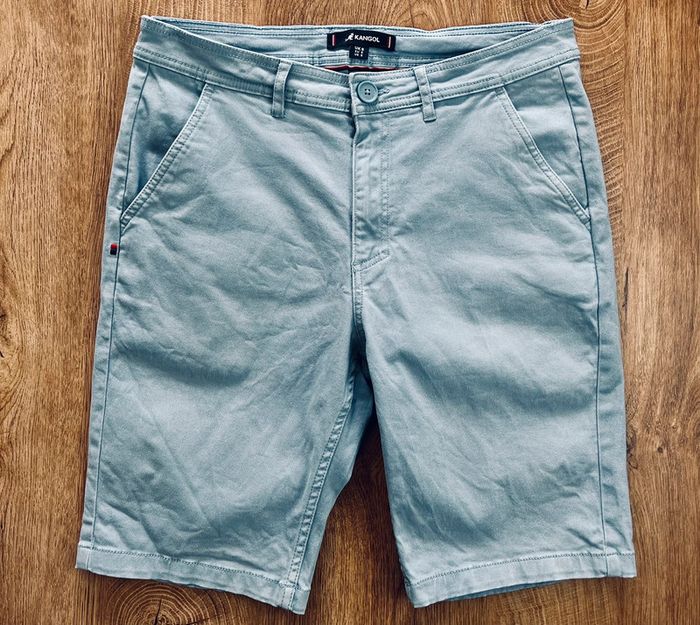 Short chino bleu clair Kangol (logo brodé) pour homme, taille S (W 30) = 40 taille française - photo numéro 2